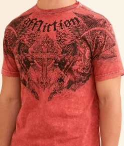 Graphic T-Shirts | Affliction Mortal Veil T-Shirt Affliction Red Lava Wash