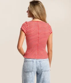 Free People Most Wanted Top Red & White Stripe Sale