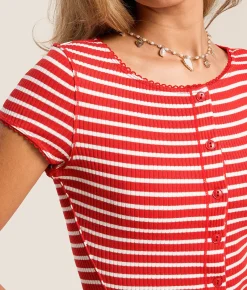 Free People Most Wanted Top Red & White Stripe Sale