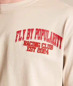 Tops|Graphic T-Shirts | FLY by Popularity Motorcycle Oversized T-Shirt Tan