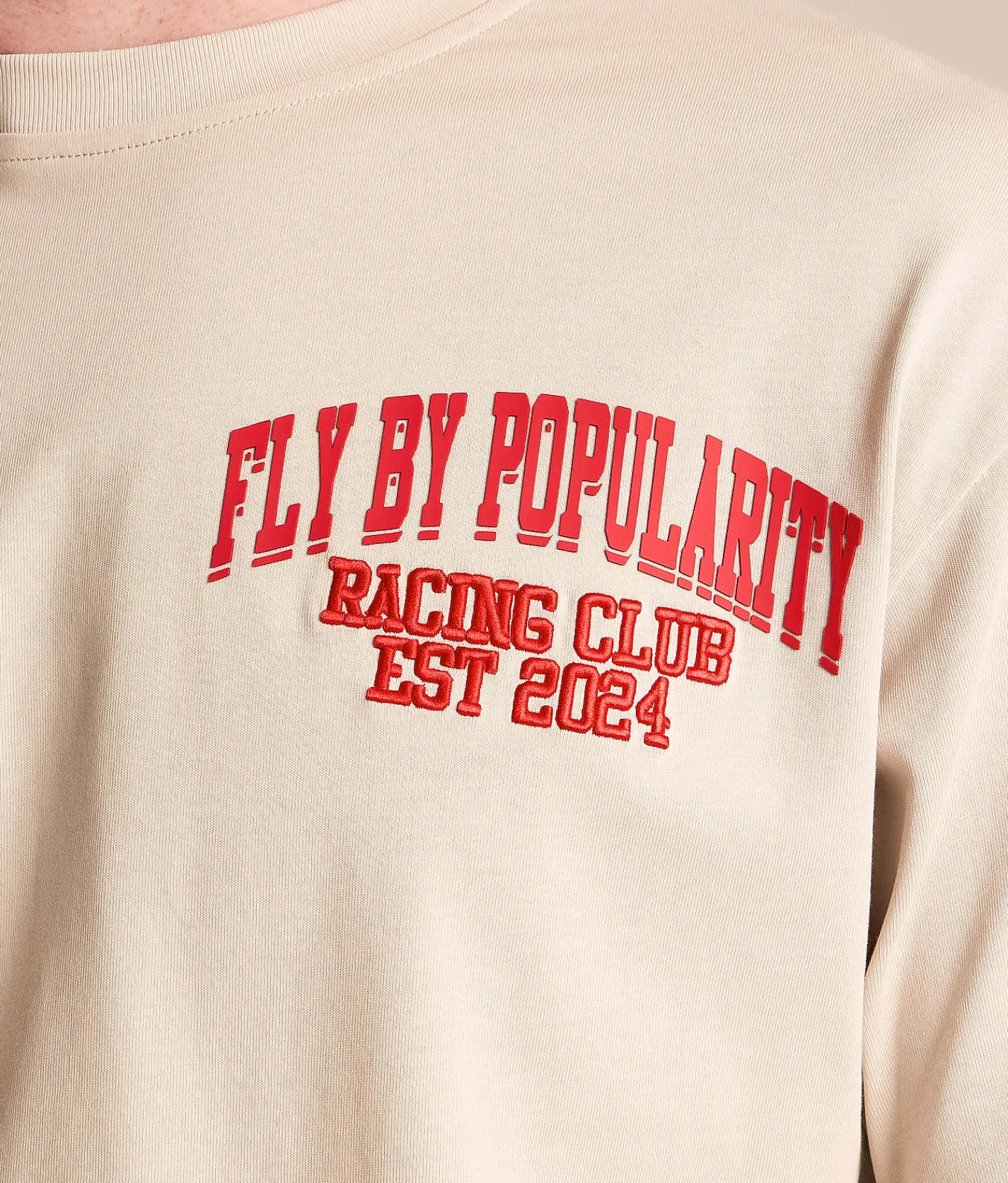 Tops|Graphic T-Shirts | FLY by Popularity Motorcycle Oversized T-Shirt Tan