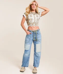 Free People Moxie Low Slung Pull On Jean Truest Blue Sale