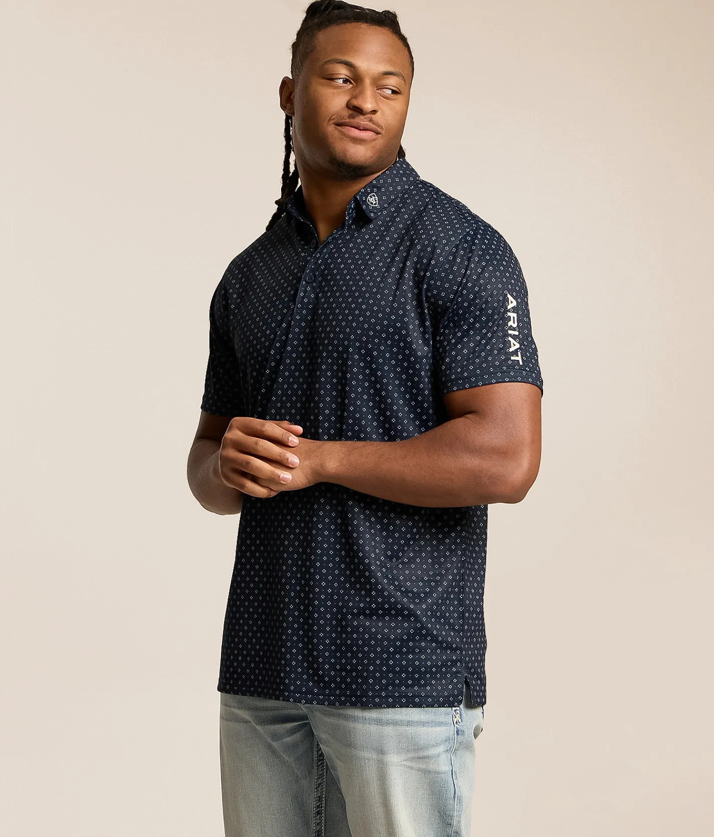 Tops | Ariat Mylo TEK Fitted Polo Blue Nights