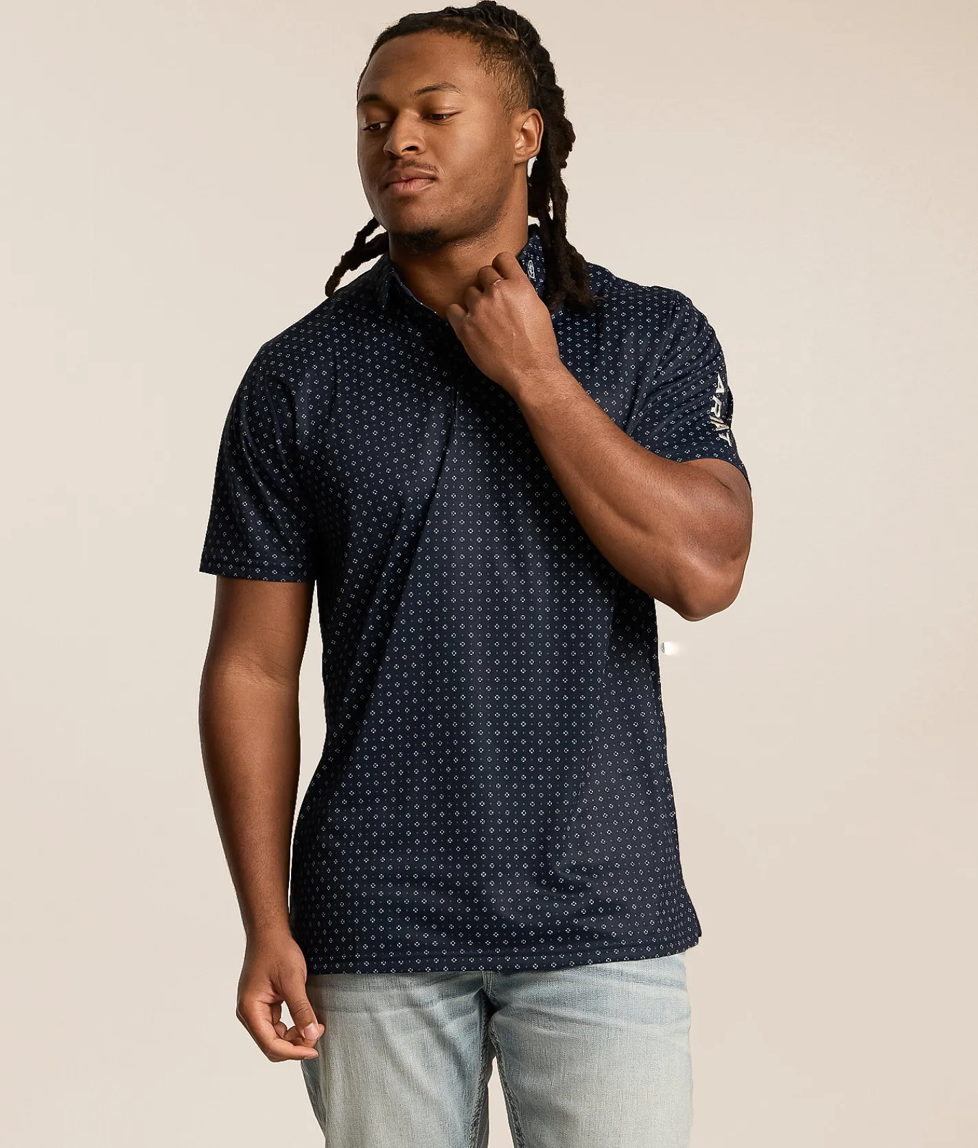 Tops | Ariat Mylo TEK Fitted Polo Blue Nights