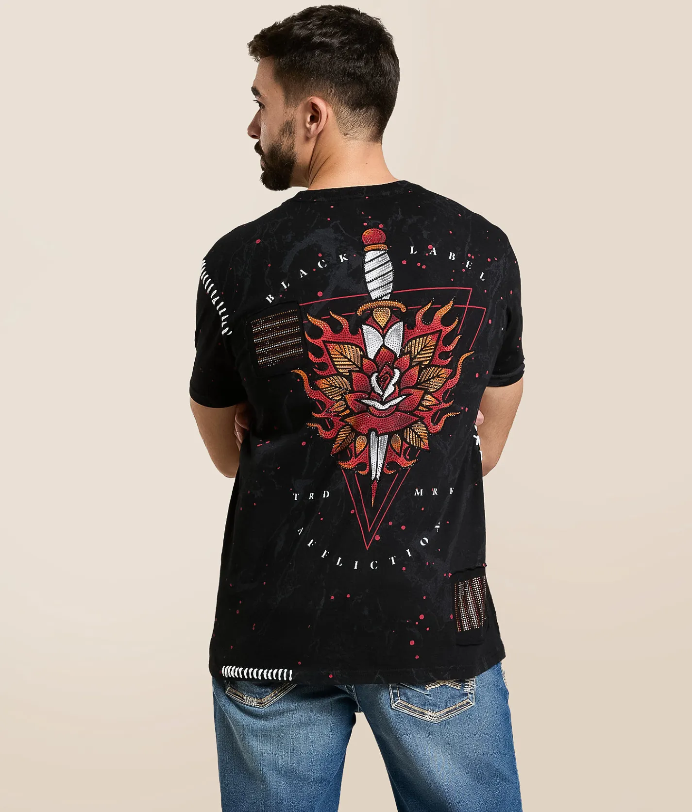 Affliction Mystic Dagger T-Shirt Black Clearance