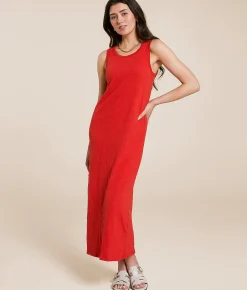 Z Supply Mystic Textured Midi Dress Cabana Red New