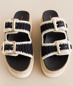 Madden Girl Mythical Platform Sandal Black Bone Hot