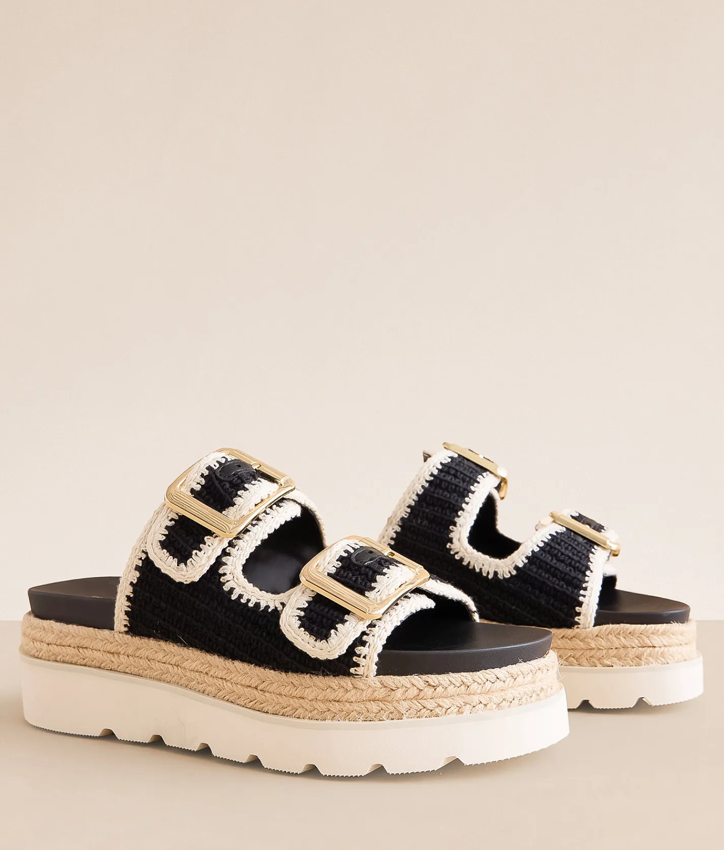 Madden Girl Mythical Platform Sandal Black Bone Hot