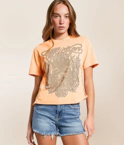 Affliction Mythic Embrace T-Shirt Shell Coral Lava Wash New