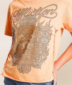 Affliction Mythic Embrace T-Shirt Shell Coral Lava Wash New