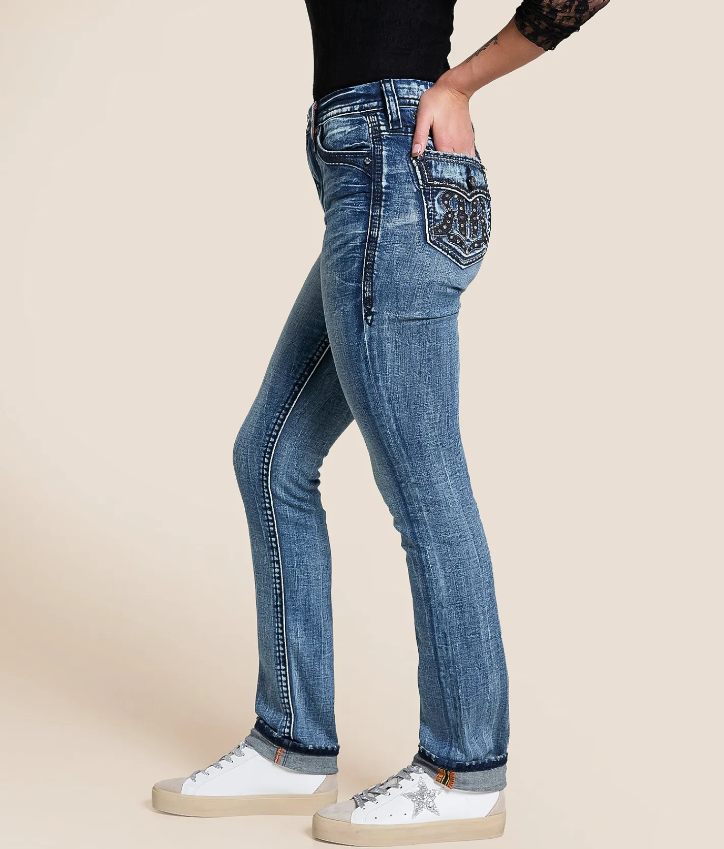 Rock Revival Nadine Curvy High Rise Straight Stretch Jean Nadine HJ219 Outlet