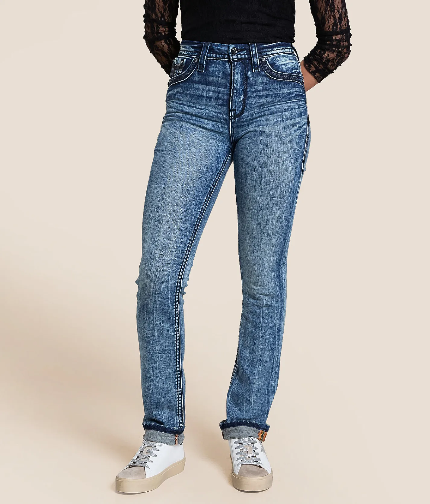 Rock Revival Nadine Curvy High Rise Straight Stretch Jean Nadine HJ219 Outlet