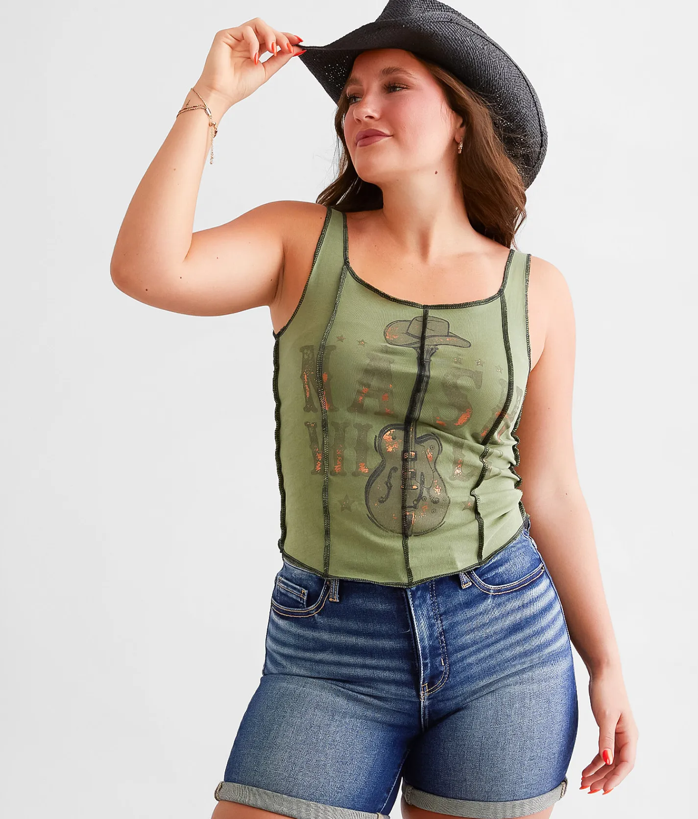 Tops | Goodie Two Sleeves Nashville Exposed Seam Tank Top Loden Green