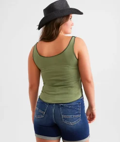 Tops | Goodie Two Sleeves Nashville Exposed Seam Tank Top Loden Green