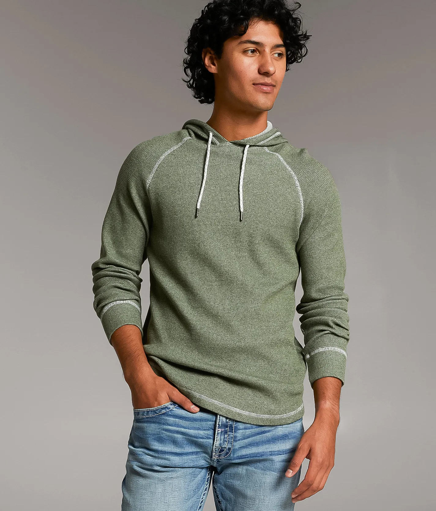 Tops | BKE Nathaniel Thermal Hoodie Green