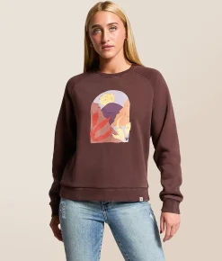 Tops | LIV Outdoor Nature Collage Oversized Pullover Bitter Chocolate