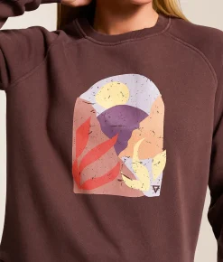 Tops | LIV Outdoor Nature Collage Oversized Pullover Bitter Chocolate