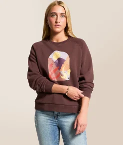 Tops | LIV Outdoor Nature Collage Oversized Pullover Bitter Chocolate