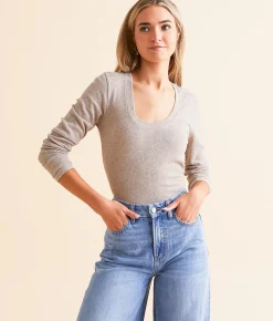 Tops | White Crow Naya Fitted T-Shirt Heather Taupe