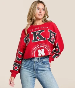 Tops | Gameday SOCIAL® Nebraska Huskers Cropped Pullover Red