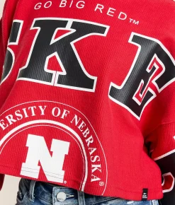 Tops | Gameday SOCIAL® Nebraska Huskers Cropped Pullover Red