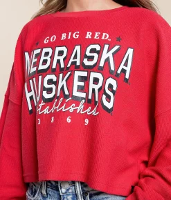 Gameday SOCIAL® Nebraska Huskers Cropped Pullover Red Outlet