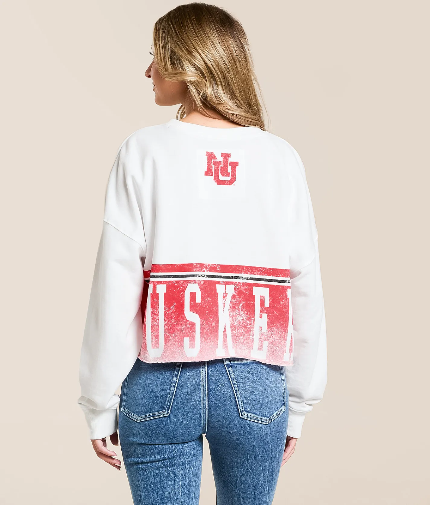 Tops | Gameday SOCIAL® Nebraska Huskers Cropped Pullover White
