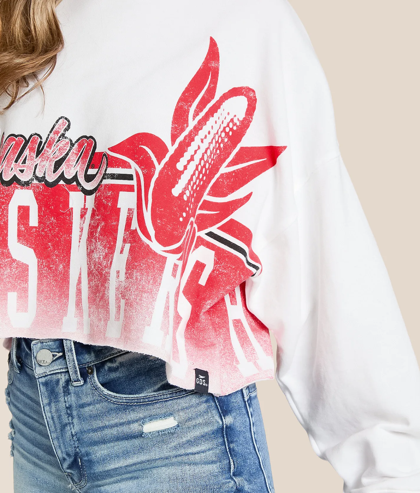 Tops | Gameday SOCIAL® Nebraska Huskers Cropped Pullover White