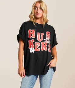 Tops | Gameday SOCIAL® Nebraska Huskers Oversized T-Shirt Black
