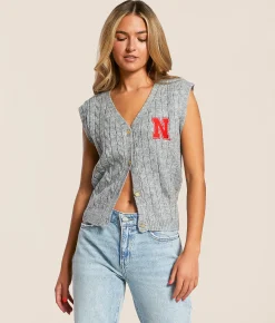 Gameday SOCIAL® Nebraska Sweater Vest Grey