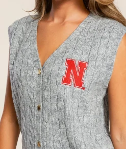 Gameday SOCIAL® Nebraska Sweater Vest Grey