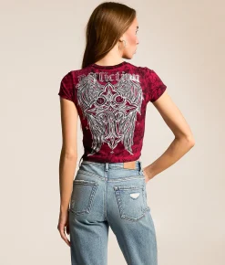 Affliction Negative Exposure Cropped T-Shirt Cherry Reactive Sale