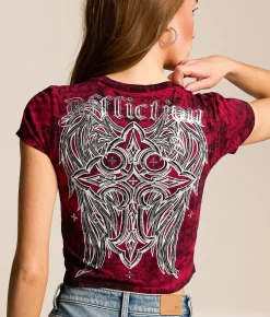 Affliction Negative Exposure Cropped T-Shirt Cherry Reactive Sale