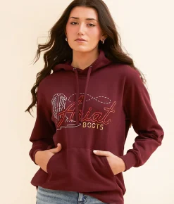 Tops | Ariat Neon Boots Hooded Sweatshirt Tawny Port