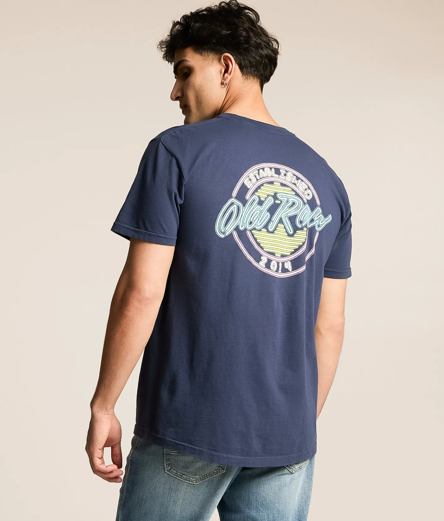 Tops|Graphic T-Shirts | Old Row Neon Circle T-Shirt Navy