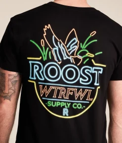 Roost Waterfowl Neon Logo T-Shirt Black Best