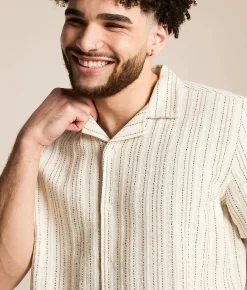 Tops | Flag & Anthem Newcomb Textured Shirt Cream Tan Black