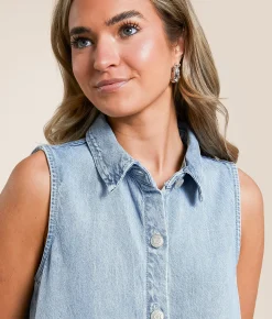 Z Supply New Day Twill Mini Dress Light Vintage Indigo Online