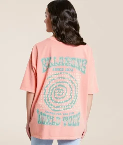 Tops | Billabong Newest Tour Oversized T-Shirt Flamingo