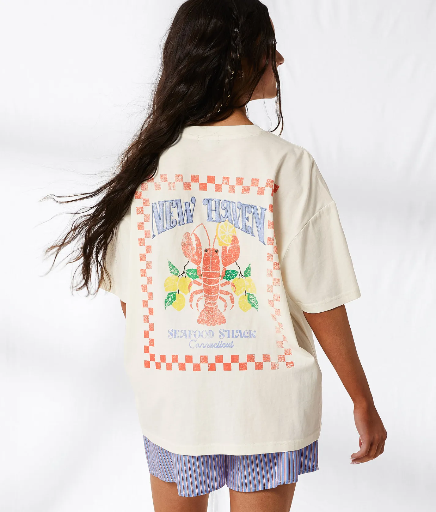 Tops | 33 Coastal New Haven Lobster Oversized T-Shirt White