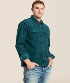 Tops | Brixton New West Corduroy Flannel Shirt Night Sage Corduroy