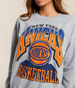 Tops | Junkfood New York Knicks Backcourt Oversized Pullover Heather Grey