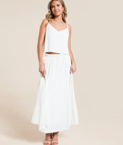 Bottoms | Z Supply Nicoline Crinkle Satin Midi Skirt Sandstone