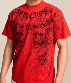 Affliction Nightmare T-Shirt Bright Red Outlet