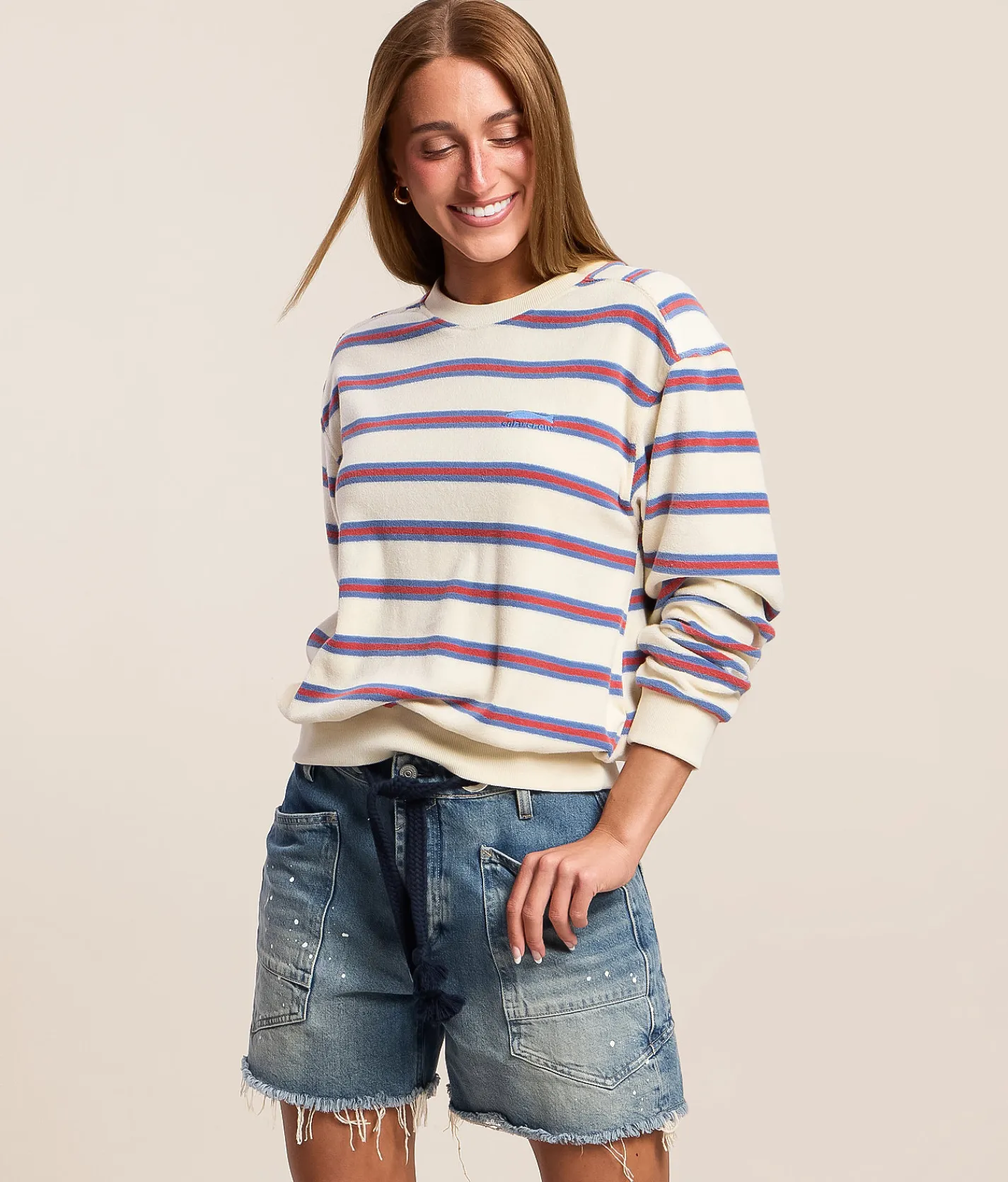 Tops | Salty Crew Night N Day Striped Pullover Off White