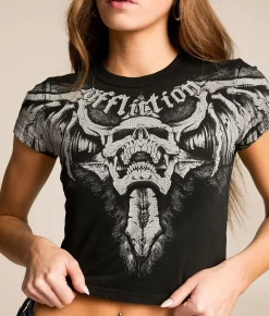 Affliction Night Screamer Baby T-Shirt Black Lava Wash Online
