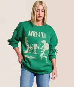 Merch Traffic Nirvana Band Pullover Bottle Green New