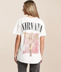 Tops | Merch Traffic Nirvana Band T-Shirt Washed Cream