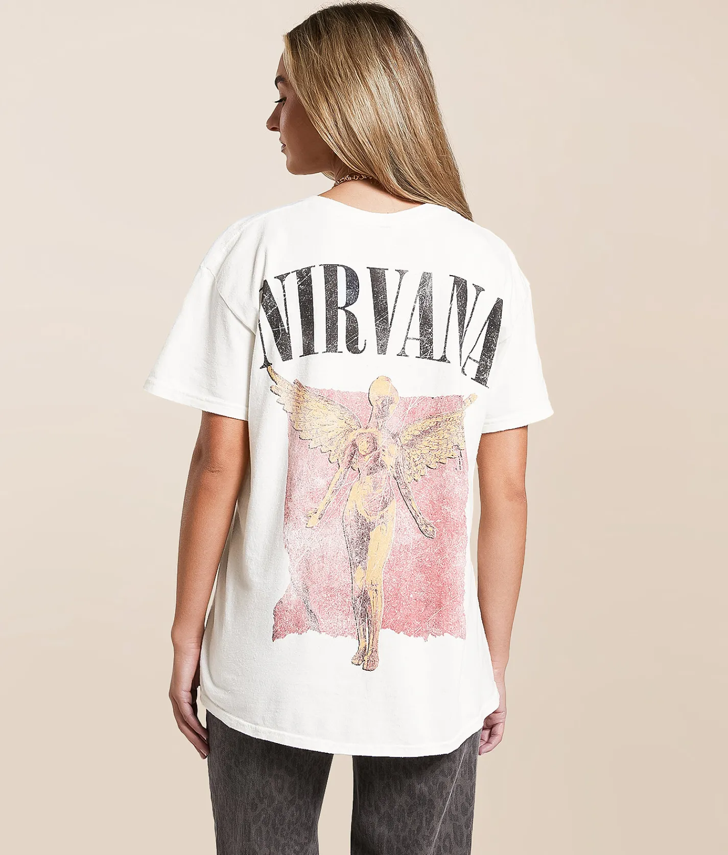 Tops | Merch Traffic Nirvana Band T-Shirt Washed Cream