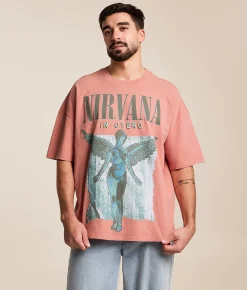 Tops|Graphic T-Shirts | Merch Traffic Nirvana In Utero Band T-Shirt Washed Coral